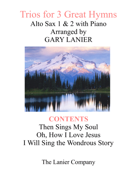 Free Sheet Music Trios For 3 Great Hymns Alto Sax 1 2 With Piano And Parts