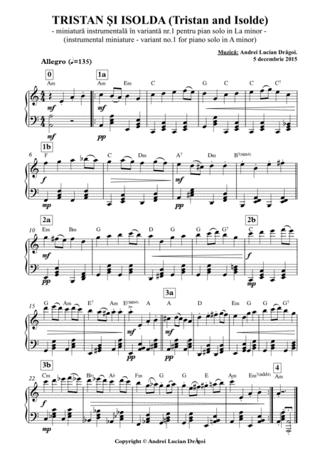 Free Sheet Music Tristan I Isolda Tristan And Isolde Miniatur Muzical Musical Miniature Variant Nr 1 Pentru Pian Solo In La Minor Variant No 1 For Piano Solo In A Mino