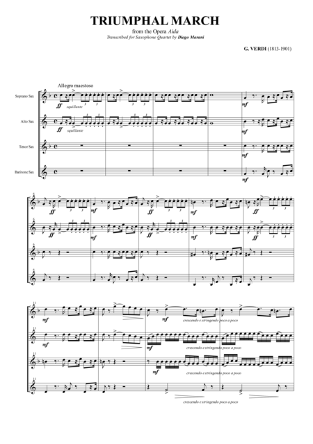 Triumphal March For Saxophone Quartet Satb Sheet Music