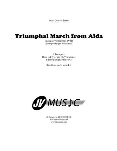 Triumphal March From Aida For Brass Quartet Sheet Music