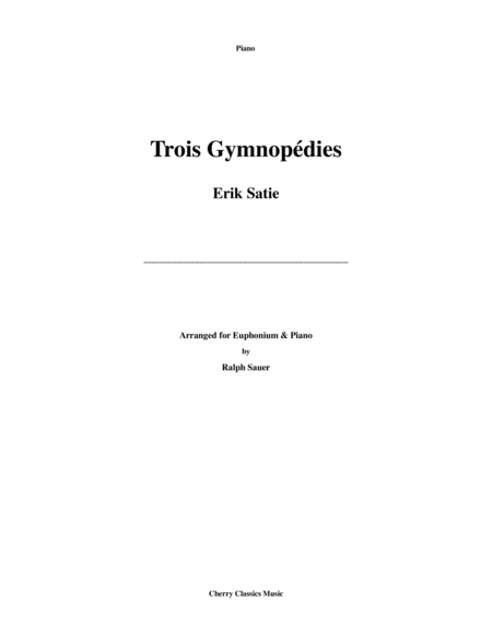 Free Sheet Music Trois Gymnopdies For Euphonium Piano