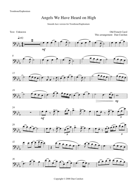 Free Sheet Music Trombone Angels We Have Heard On High Smooth Jazz Arrangement