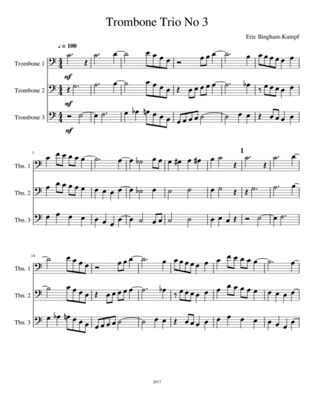 Trombone Trio No 3 Sheet Music