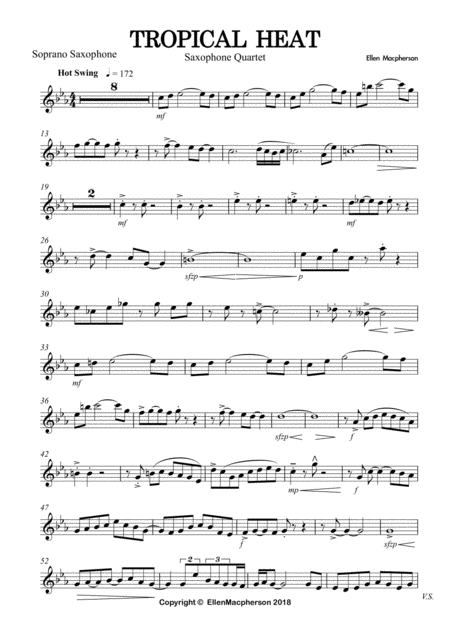 Free Sheet Music Tropical Heat Saxophone Quartet