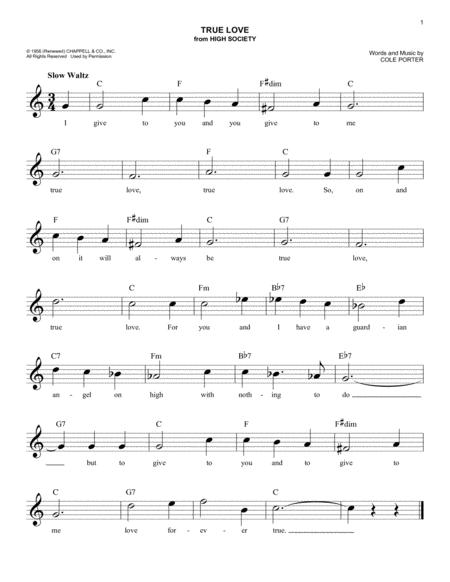 Free Sheet Music True Love From High Society