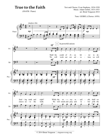 Free Sheet Music True To The Faith