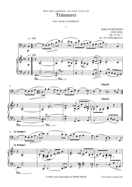 Trumerei Trombone And Piano Sheet Music