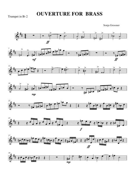 Trumpet 2 Partbfrom Overture For Brass Sheet Music