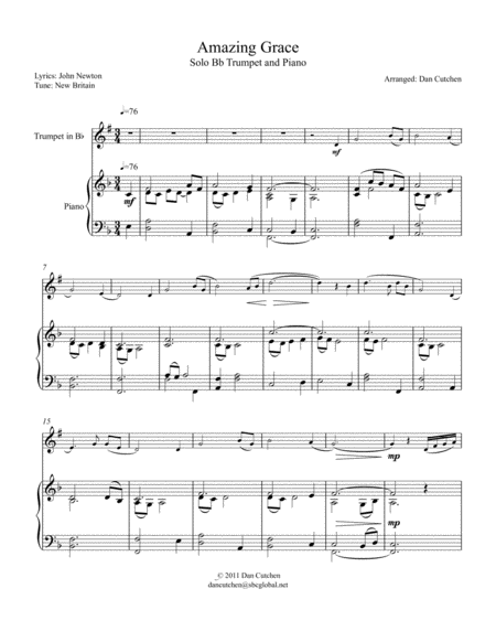 Trumpet Amazing Grace Theme And Variations Sheet Music