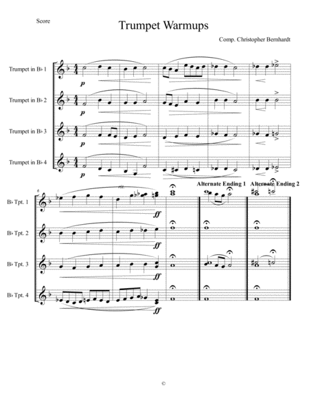 Free Sheet Music Trumpet Chorale Warmup