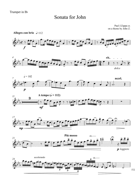 Free Sheet Music Trumpet Tune For John