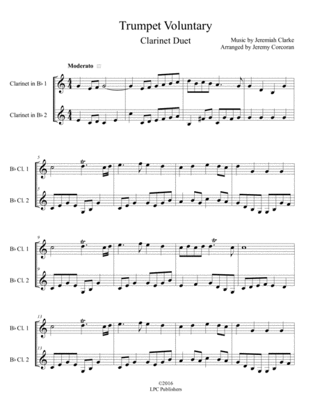 Trumpet Voluntary For Two Clarinets Sheet Music