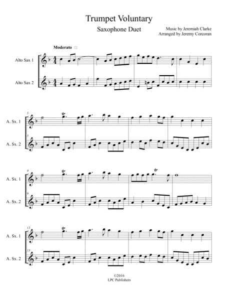 Trumpet Voluntary For Two Saxophones Sheet Music