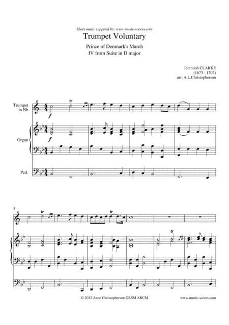 Free Sheet Music Trumpet Voluntary Or Prince Of Denmarks March Trumpet And Organ Bb Major