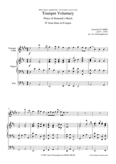 Trumpet Voluntary Or Prince Of Denmarks March Trumpet And Organ D Major Sheet Music