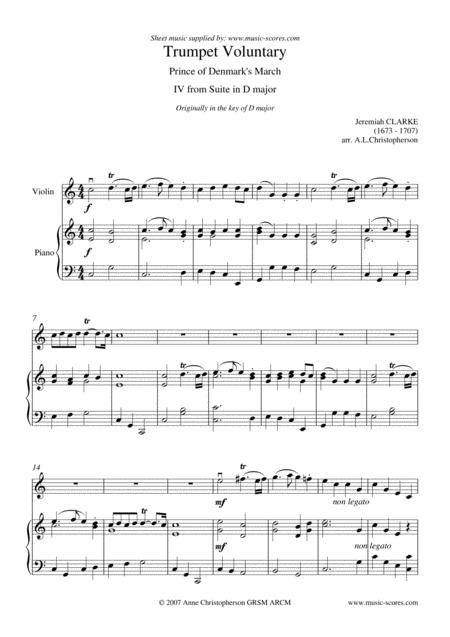 Trumpet Voluntary Or Prince Of Denmarks March Violin And Piano C Major Sheet Music