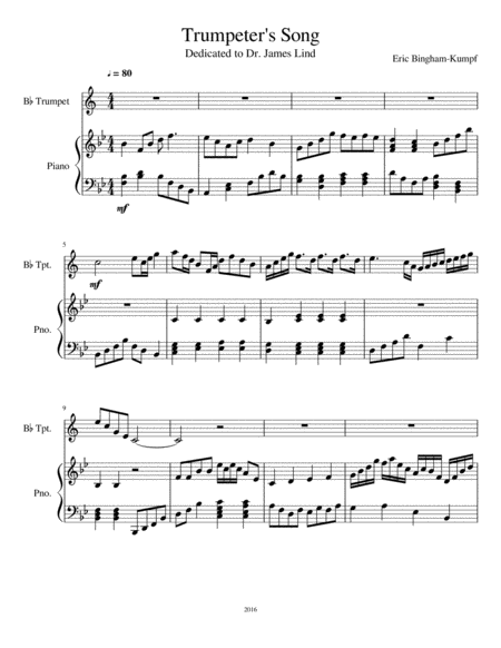 Free Sheet Music Trumpeters Song