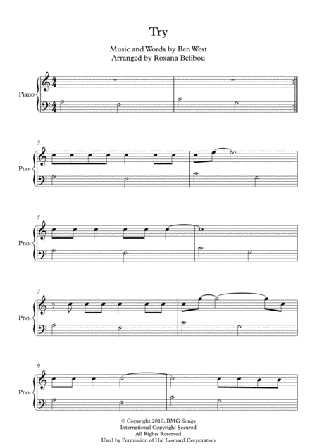 Free Sheet Music Try A Minor By Pink Easy Piano