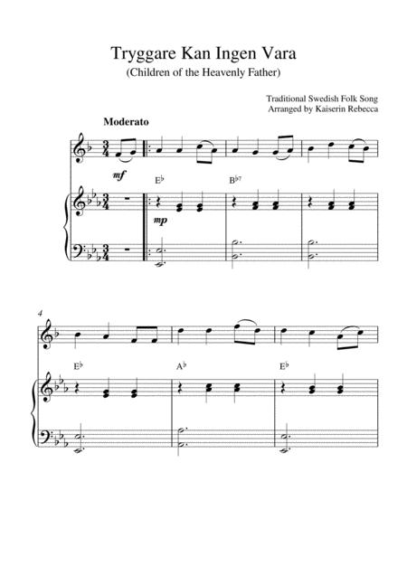 Tryggare Kan Ingen Vara For Tenor Saxophone Solo And Piano Accompaniment Sheet Music