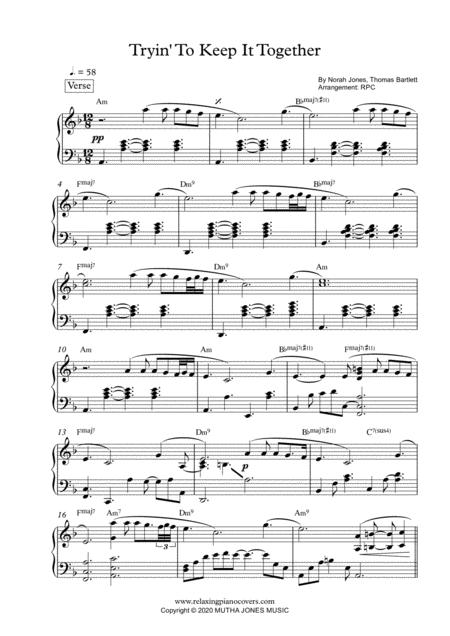 Free Sheet Music Tryin To Keep It Together