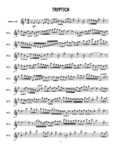 Tryptich For Solo Clarinet Sheet Music