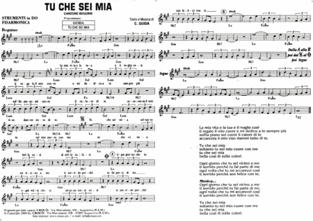 Tu Che Sei Mia Sheet Music