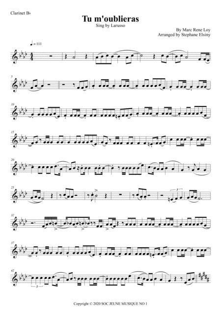 Tu M Oublieras Larusso Karaoke For Clarinet Bb Sheet Music