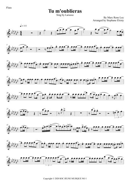 Tu M Oublieras Larusso Karaoke For Flute Sheet Music