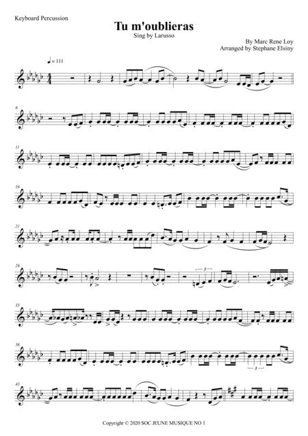 Tu M Oublieras Larusso Karaoke For Keyboard Percussions Sheet Music