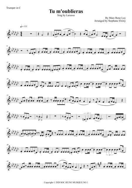 Free Sheet Music Tu M Oublieras Larusso Karaoke For Trumpet In C