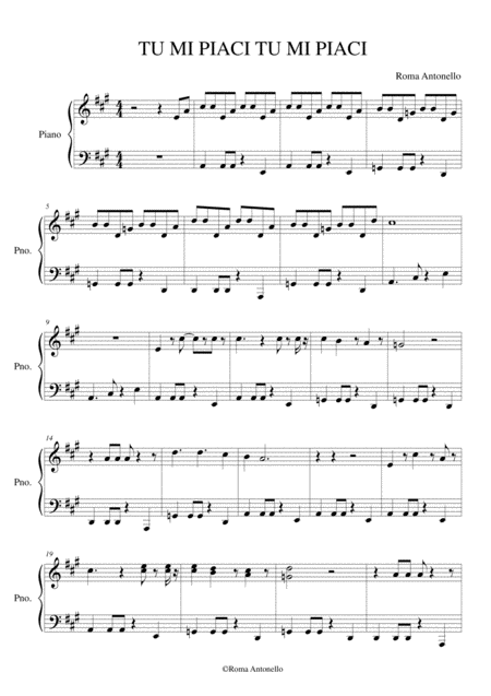 Free Sheet Music Tu Mi Piaci Tu Mi Piaci Jo Cruscotto