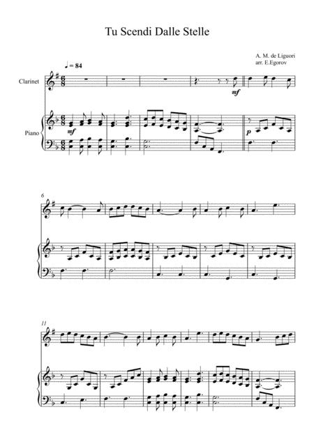 Tu Scendi Dalle Stelle Alfons Maria De Liguori For Clarinet Piano Sheet Music