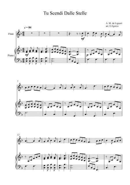 Free Sheet Music Tu Scendi Dalle Stelle Alfons Maria De Liguori For Flute Piano