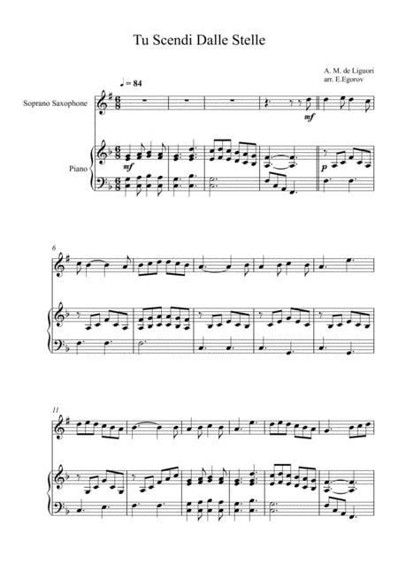 Tu Scendi Dalle Stelle Alfons Maria De Liguori For Soprano Saxophone Piano Sheet Music