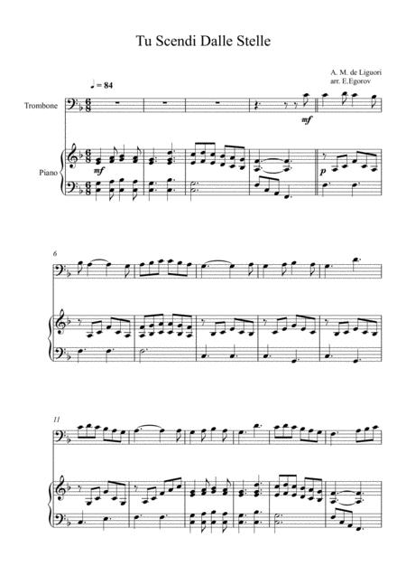 Tu Scendi Dalle Stelle Alfons Maria De Liguori For Trombone Piano Sheet Music