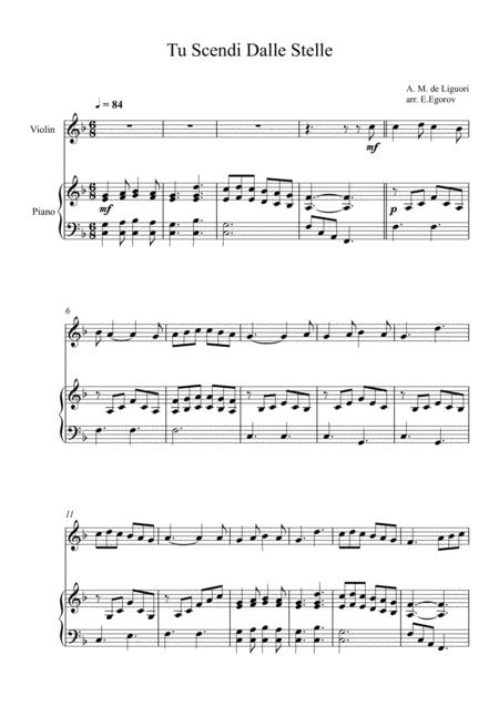 Tu Scendi Dalle Stelle Alfons Maria De Liguori For Violin Piano Sheet Music