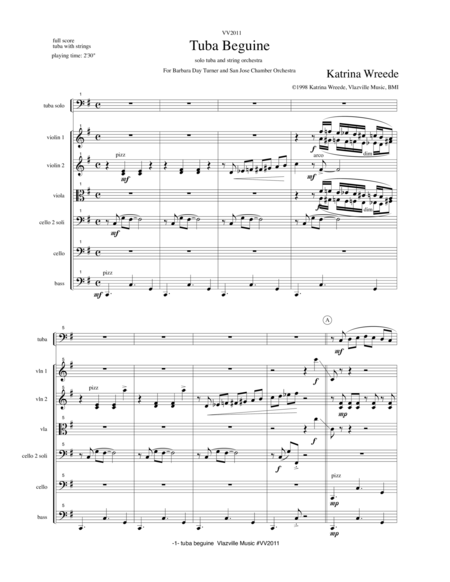 Tuba Beguine For Solo Tuba And String Orchestra Sheet Music