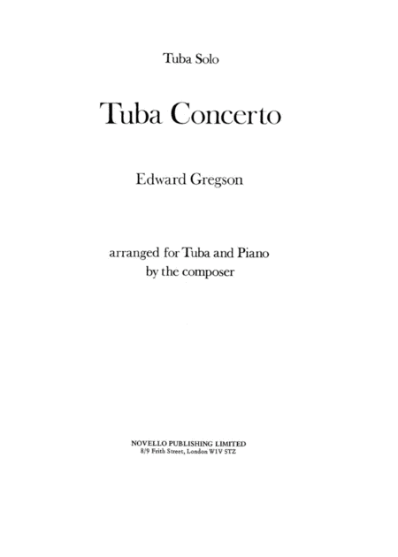 Tuba Concerto E Gregson Sheet Music