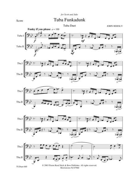 Tuba Funkadunk Tuba Duet Sheet Music