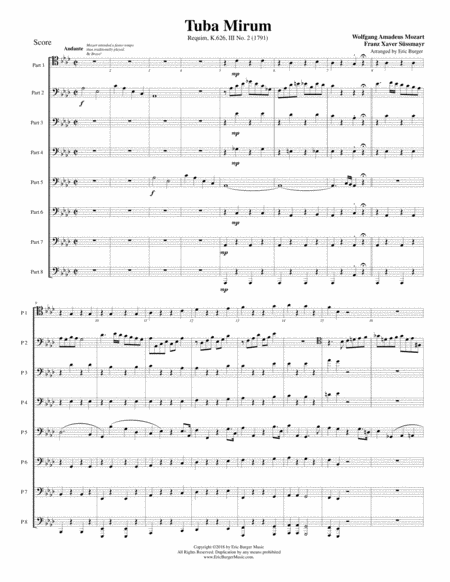 Free Sheet Music Tuba Mirum For Trombone Or Low Brass Octet