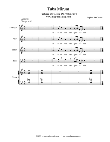 Free Sheet Music Tuba Mirum From Missa De Profunctis