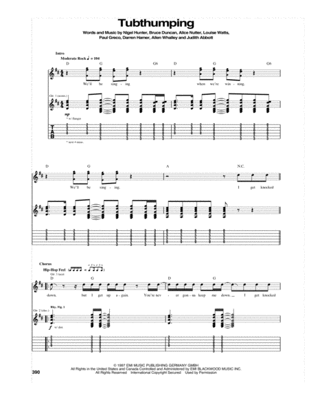 Free Sheet Music Tubthumping