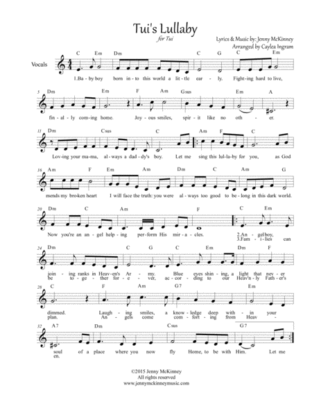 Tuis Lullaby Sheet Music