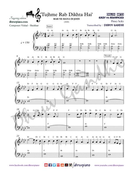 Tujhme Rab Dikhta Hai Piano Arrangement Easy To Advanced Sheet Music