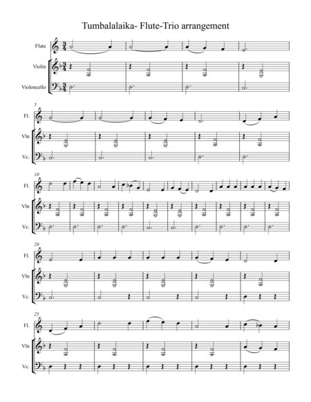 Tumbalalaika Flute Trio Arrangement Sheet Music