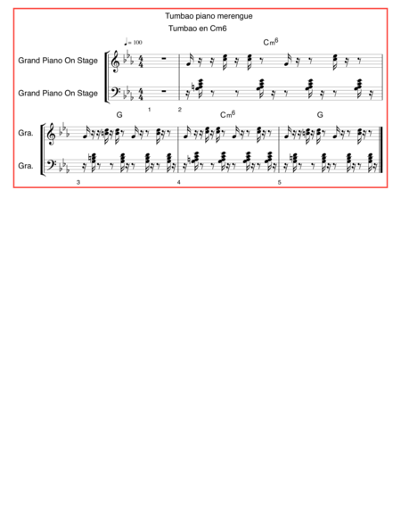 Free Sheet Music Tumbao Piano Merengue En C M6