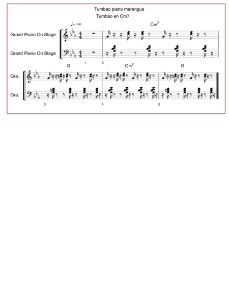 Free Sheet Music Tumbao Piano Merengue En C M7
