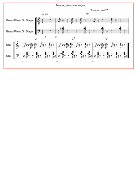 Free Sheet Music Tumbao Piano Merengue En C7
