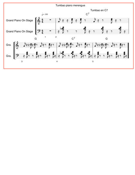 Tumbao Piano Merengue En C7 Sheet Music