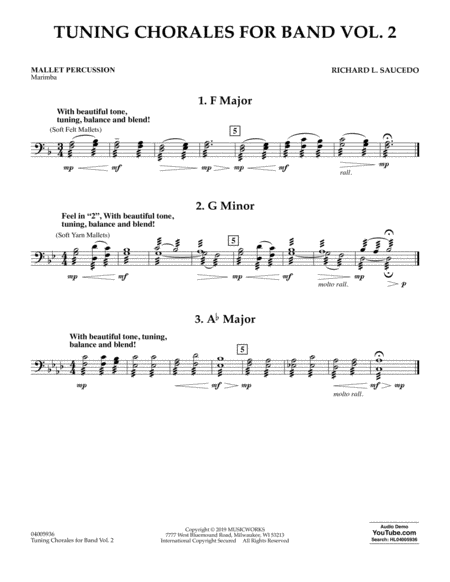 Free Sheet Music Tuning Chorales For Band Volume 2 Mallet Percussion